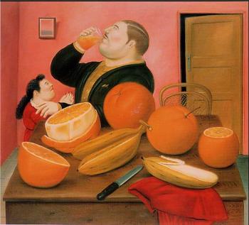 Fernando Botero : Man Drinking Orange Juice